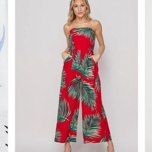 New womens palm print jumpsuit